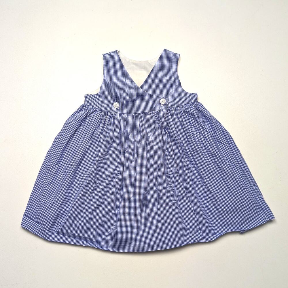 Vintage Peppermint Pony Dress Girls Size 2T Blue Gingham Strawberry Sundress - Picture 3 of 5